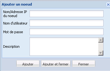 Boîte de dialogue Ajouter un noeud avec l'option Informations d'identification racines