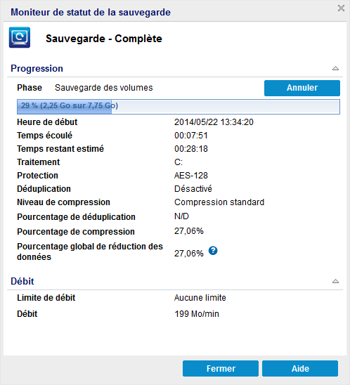 ENC Moniteur de jobs - Informations d'exécution des jobs
