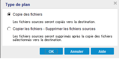 Stratégies de copie de fichiers - Type de stratégie