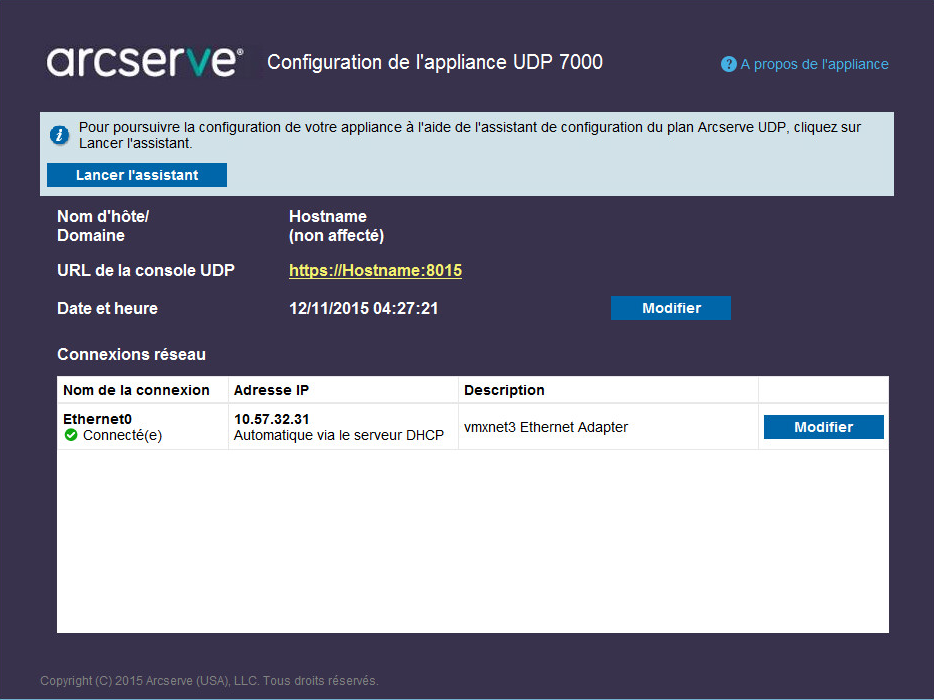 Configuration - Démarrage de l'assistant