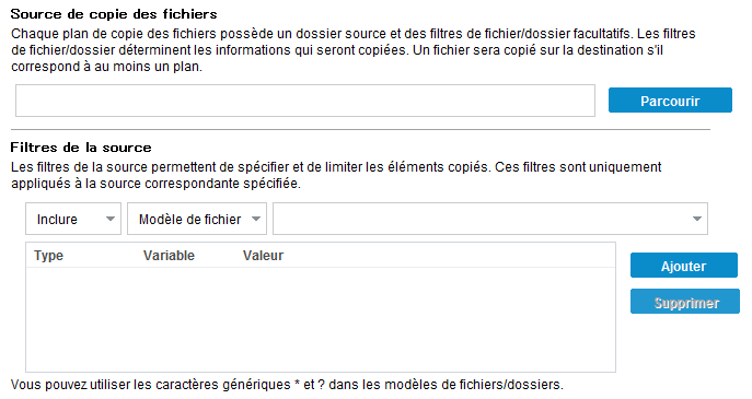 Plan de copie des fichiers sources