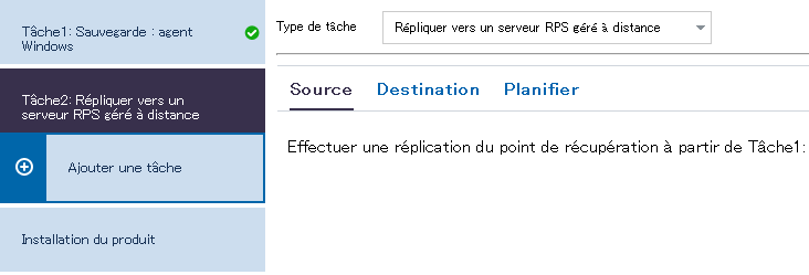 Tâche de réplication pour l'administrateur local