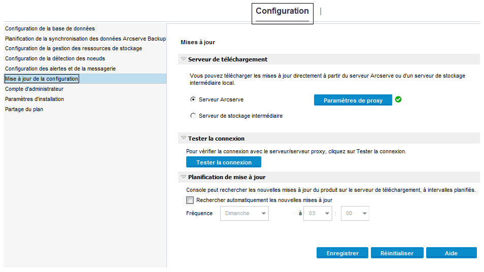 Spécification de la configuration des mises à jour