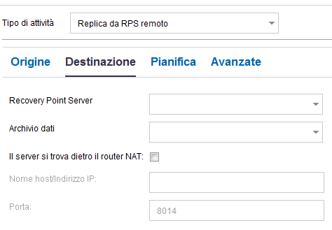 Scheda Destinazione nell'attività di replica
