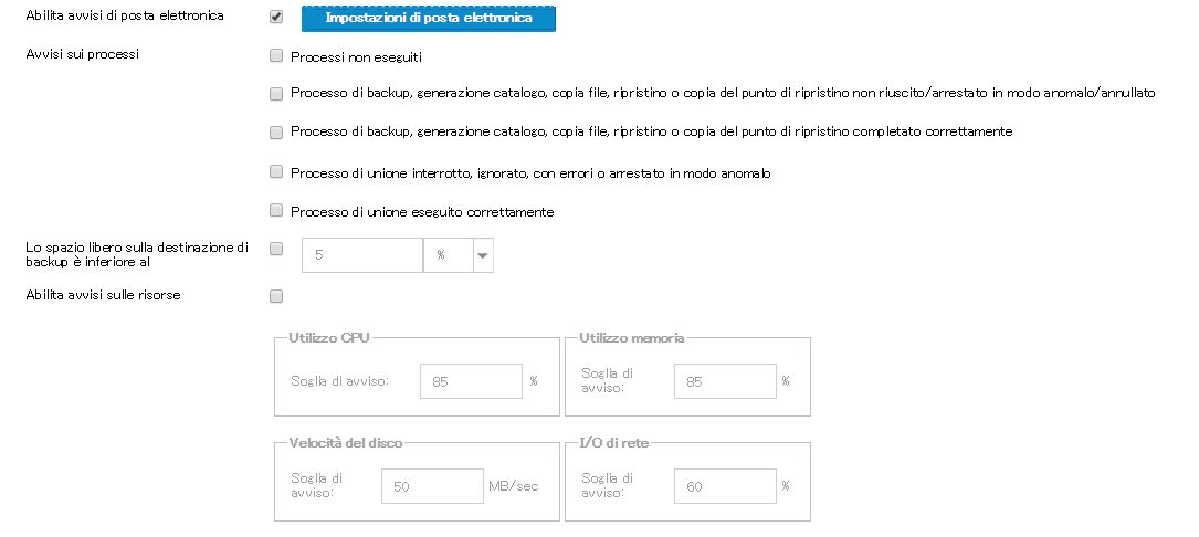 Impostazioni di posta elettronica