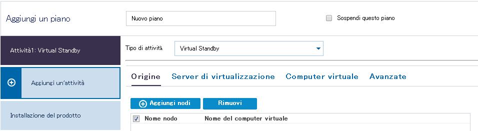 Virtual Standby per nodi RHA