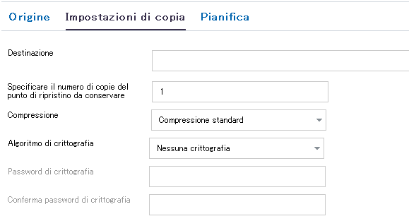 Copia delle impostazioni dai punti di ripristino di copia