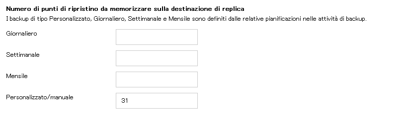 Memorizzazione dei punti di ripristino