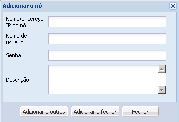 Caixa de diálogo Adicionar o nó com a opção Credencial raiz