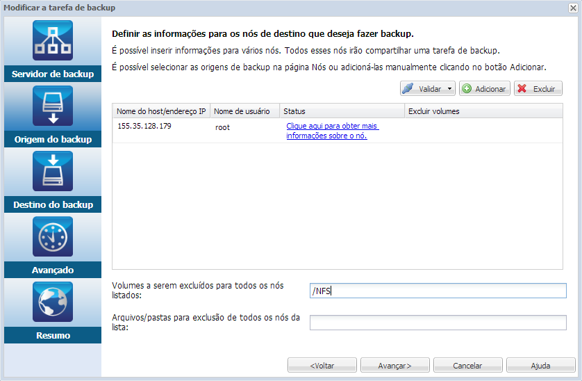 Agente Linux de origem de backup