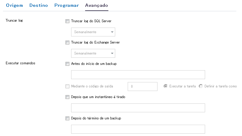 Configurações avançadas