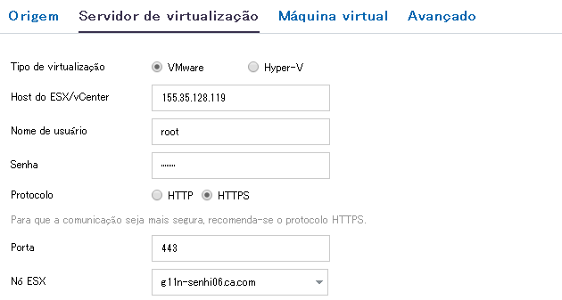 Servidor de virtualização para HA