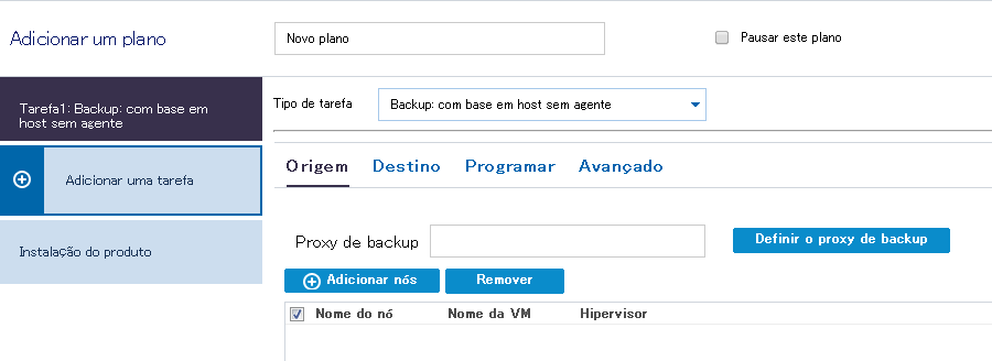 Tipo de tarefa com base em host sem agente