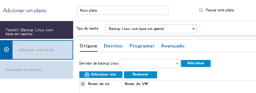 Adicionar um plano de Linux