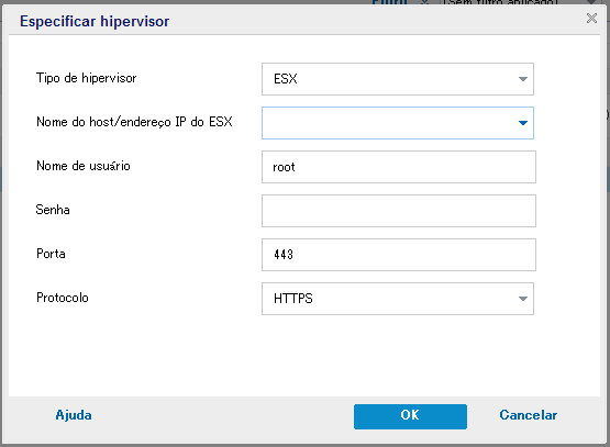 Especificar o hipervisor