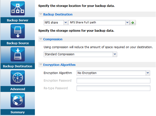 Backup destination Linux agent