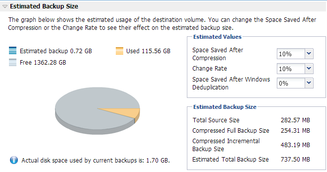 Backup Space Calculator