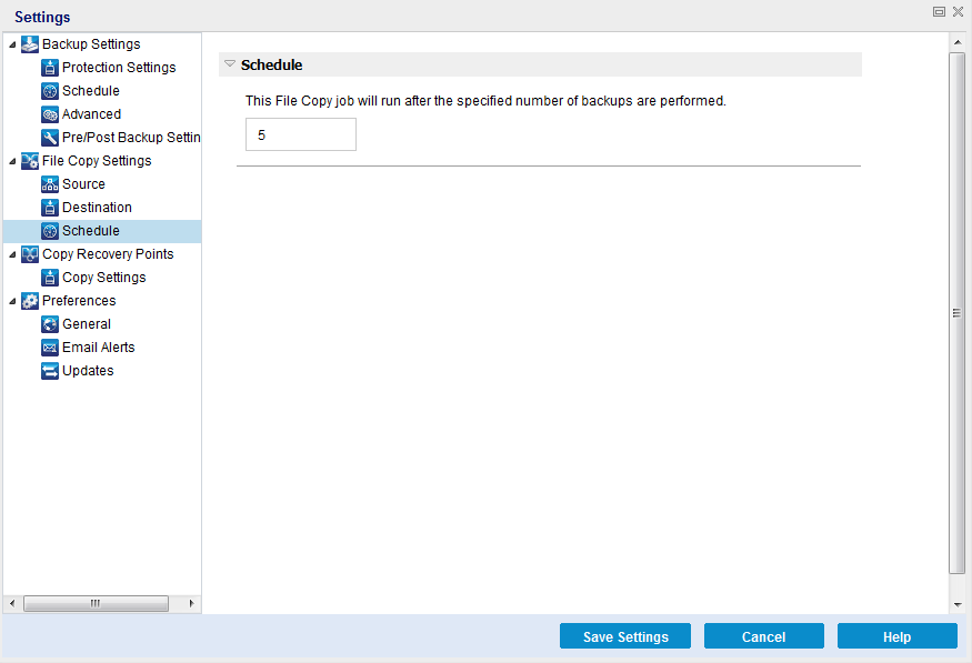File Copy Settings - Schedule Dialog