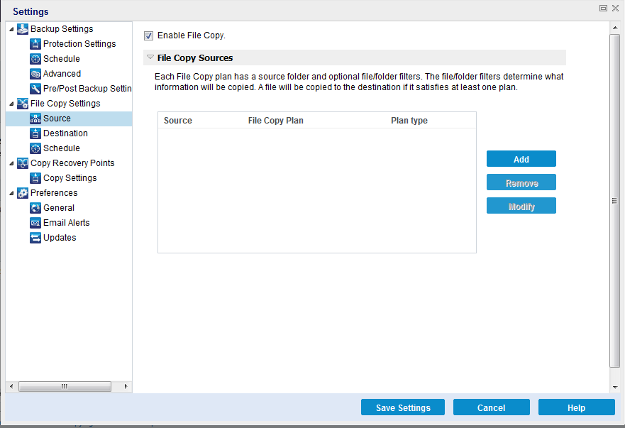 File Copy Settings - Source Dialog