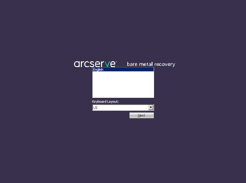 CA ARCserve D2D Language Select Screen