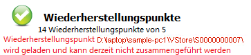 Startseite - Wiederherstellungspunkt-Übersicht - Status-Alert