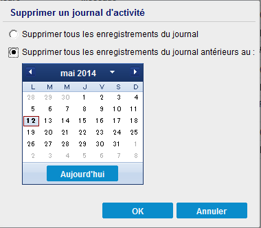 Options de suppression des fichiers journaux
