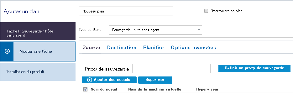 Type de tâche pour les opérations sans agent et utilisant un hôte