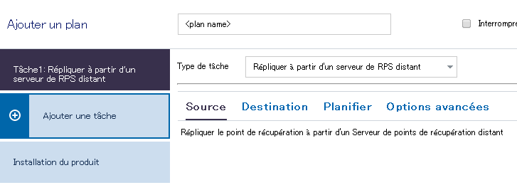Tâche de réplication pour l'administrateur distant