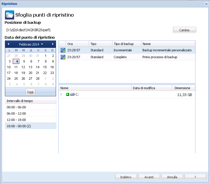 Definizione del punto di ripristino e del database Microsoft SQL Server