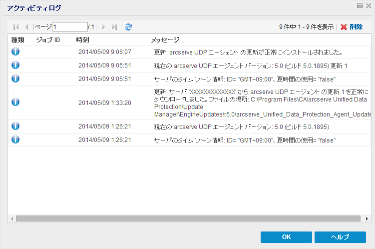 ログの表示