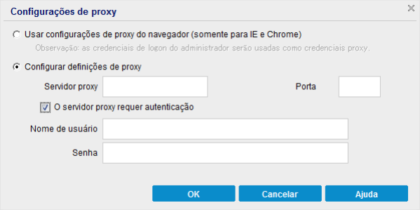 Configurar a conexão do Servidor Proxy