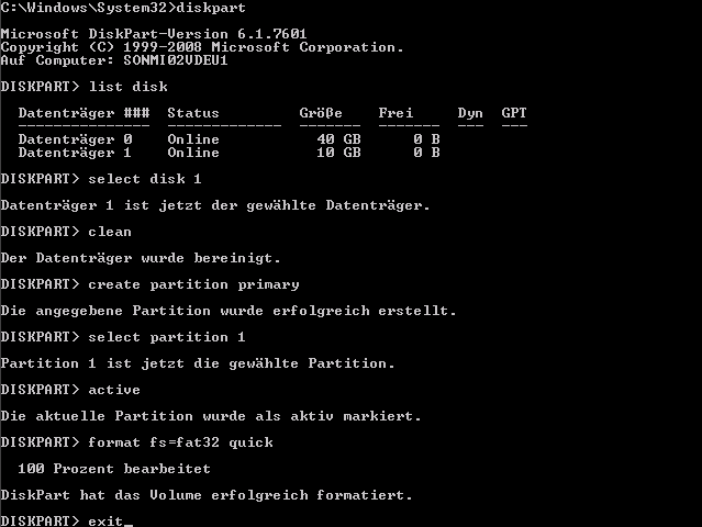 Bootkit - Stick vorbereiten