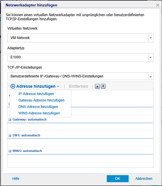 Netzwerkadapter hinzufügen