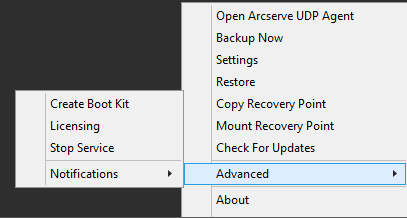 Arcserve UDP agent tray icon
