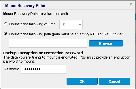 Mount Recovery Point dialog