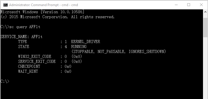 Command prompt to verify the installation