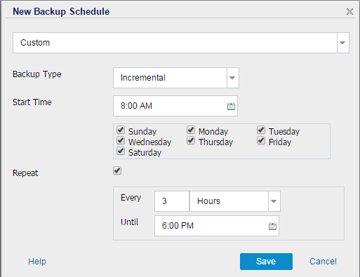 Add backup job schedule dialog