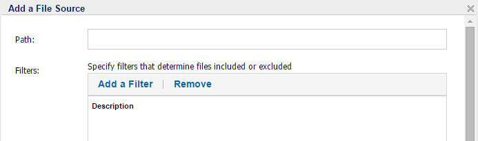 Add file archive source and filter dialog