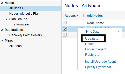 Update node screen