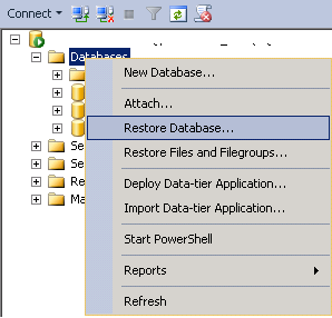 Restore databse in SQL studio