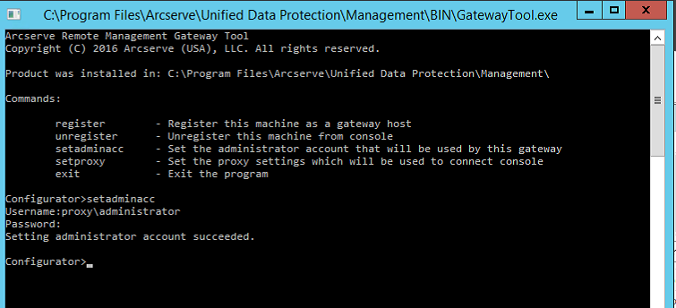 command line information for gateway tool