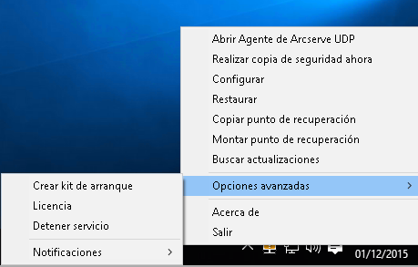 Icono de bandeja del agente de ARCserve UDP