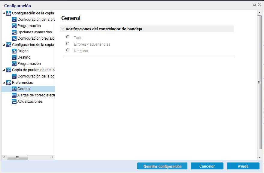 Valores de configuración Preferencias - Cuadro de diálogo General