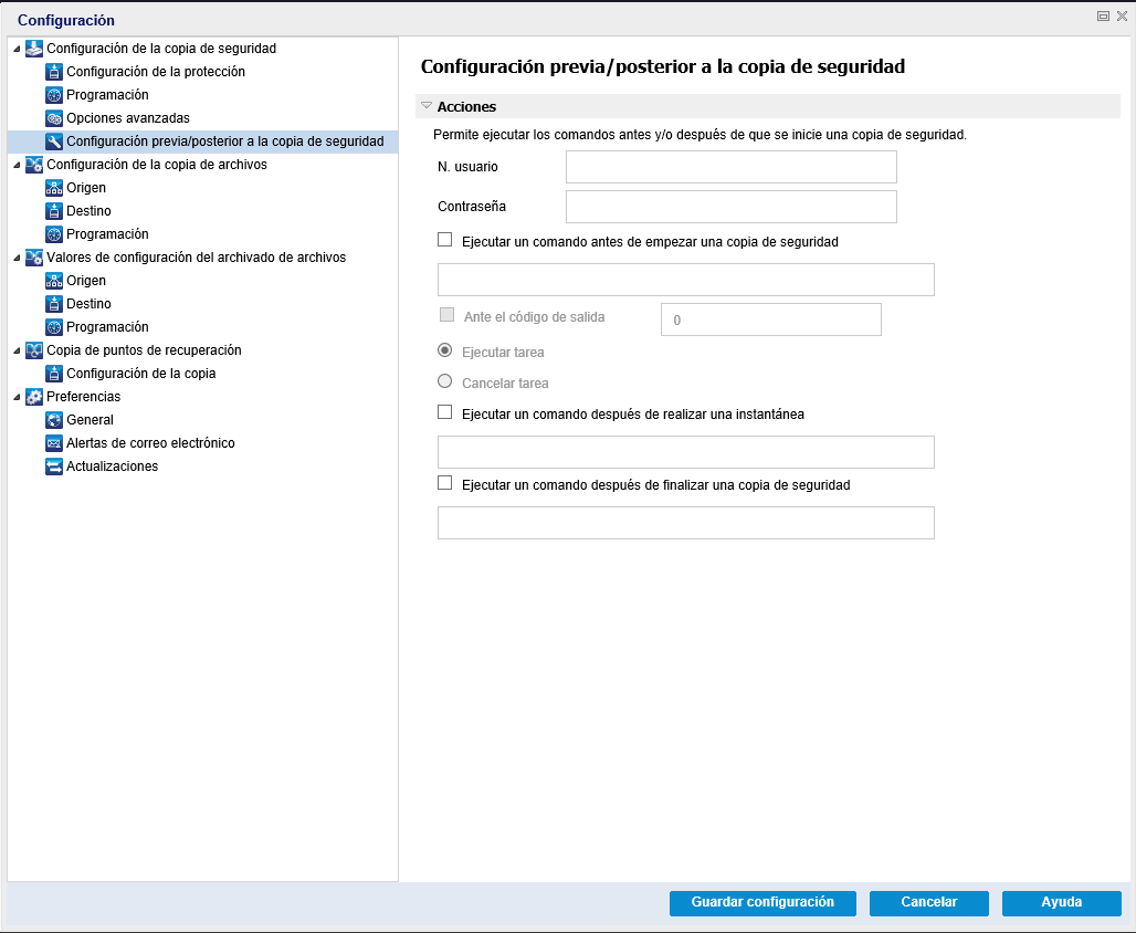 caadr--Configuración de copia de seguridad - Configuración avanzada-W