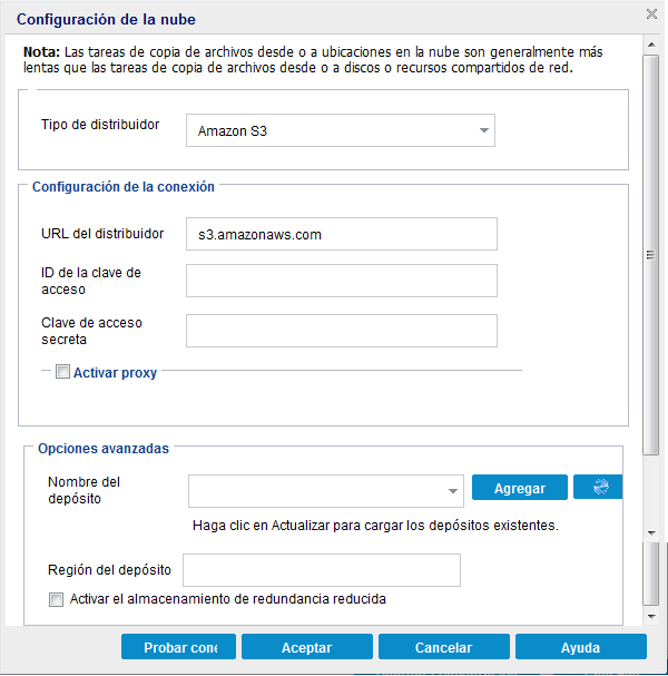 Cuadro de diálogo Configuración de la nube - Copia de archivo