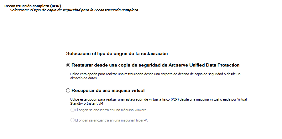 Opciones de reconstrucción completa