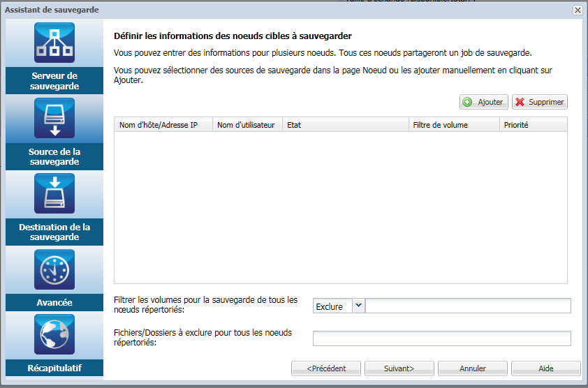 Page Source de la sauvegarde dans l'agent Linux