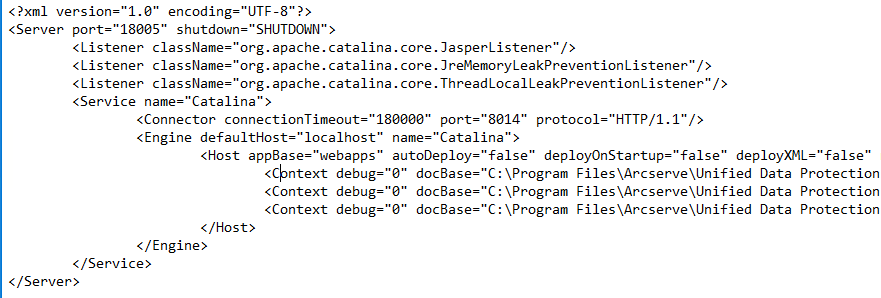 L'image montre le fichier server.xml