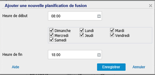 La boîte de dialogue affiche l'option Ajouter une nouvelle planification de fusion