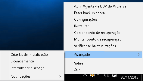 Ícone de bandeja do agente do Arcserve UDP